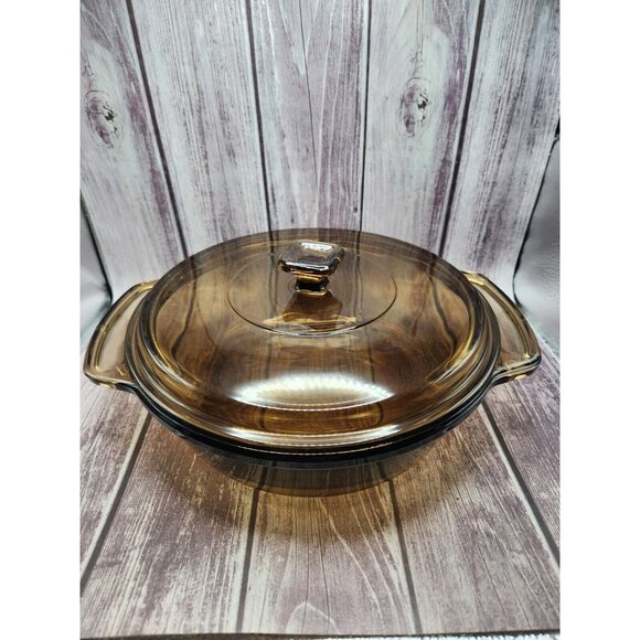 LOVENWARE CASSEROLE 1.5 Qt. Amber Round & Lid Vintage Microwave & Oven Safe 1037 - Picture 1 of 6